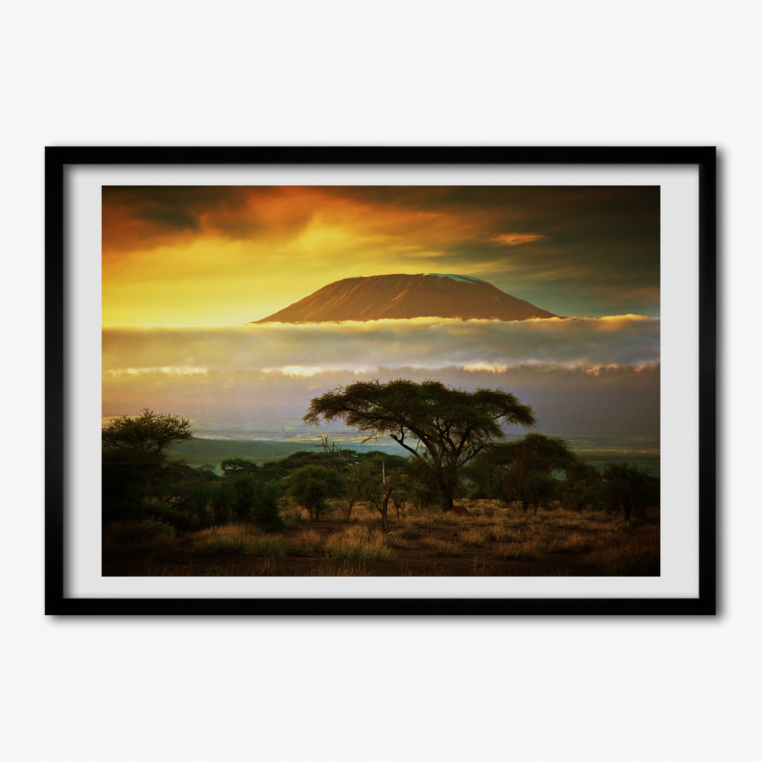 Tulup Bild MDF-gerahmte Wand-Dekor 100x70cm Kilimanjaro Kenia