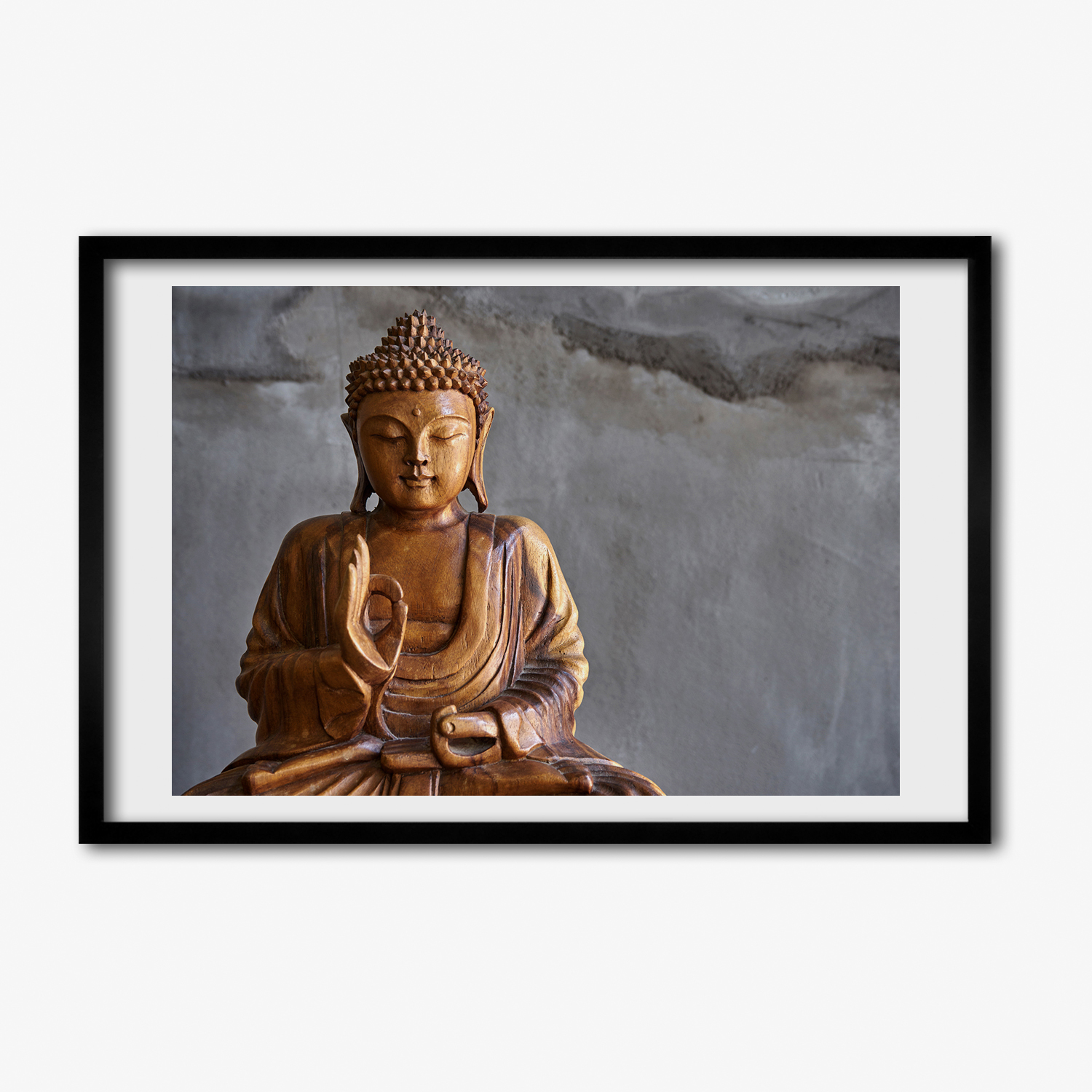 Tulup Bild MDF gerahmte Wand Dekor 60x40cm Holz buddha