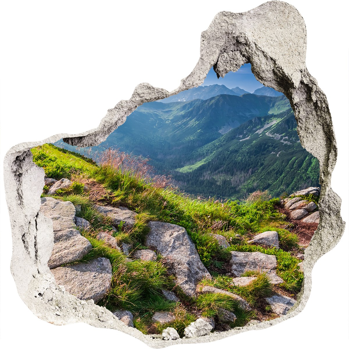 3D Effekt Wandsticker XXL Wandbild Aufkleber 75x75 cm Sonnenaufgang Tatra