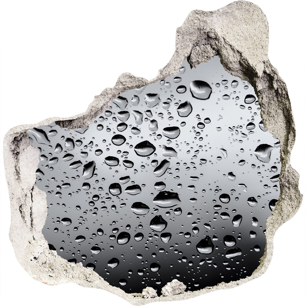 Wassertropfen 125x125 cm Tapete Wandbilder XXL Klebefolie 3D Optik Loch