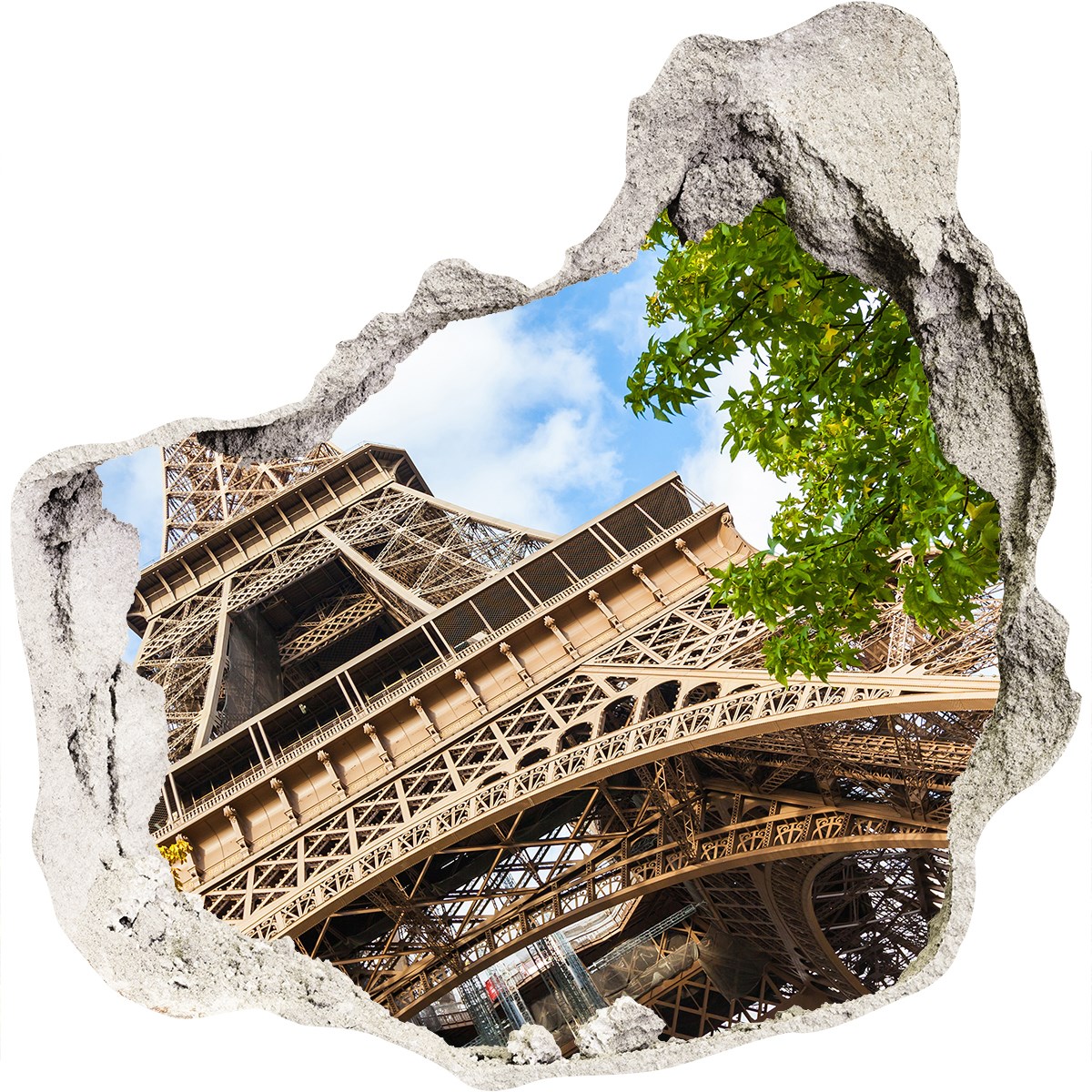 XXL Wandbild Wandtattoo Aufkleber 3D Effekt Dekoration 75x75 cm Eiffelturm Paris