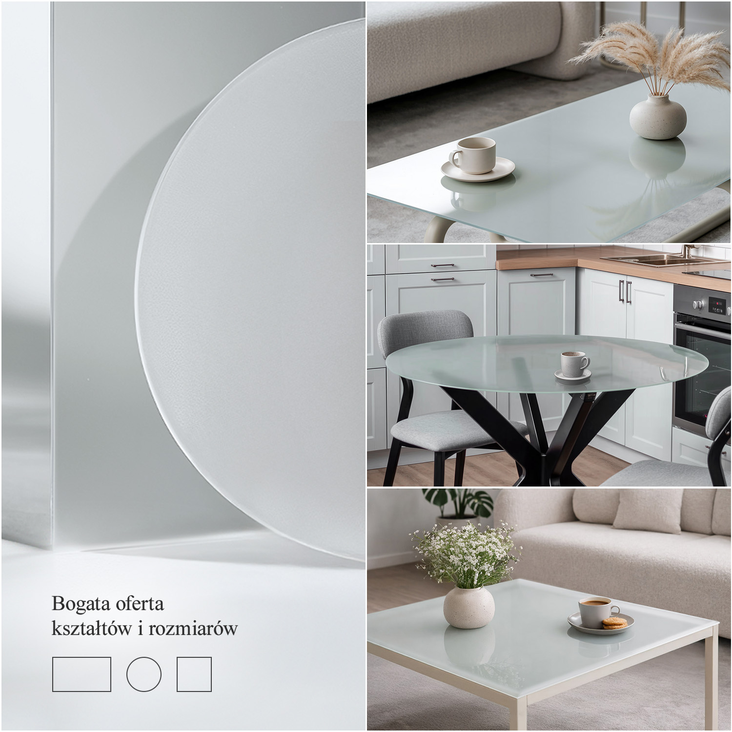 Kolaż aranżacji blatów