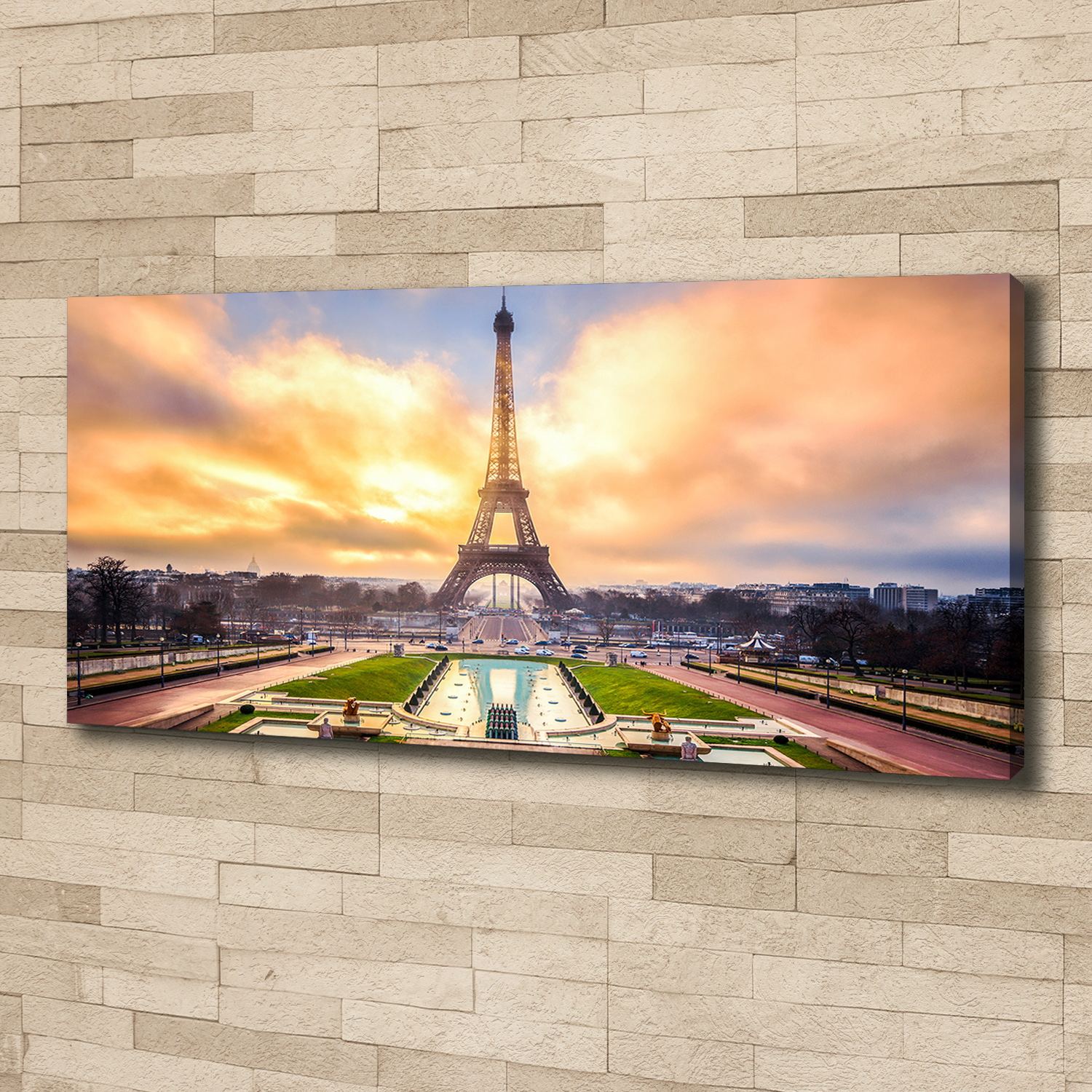 Cuadro Moderno Impreso en Lienzo de La Pared el Salaón 125x50 Torre Eiffel París