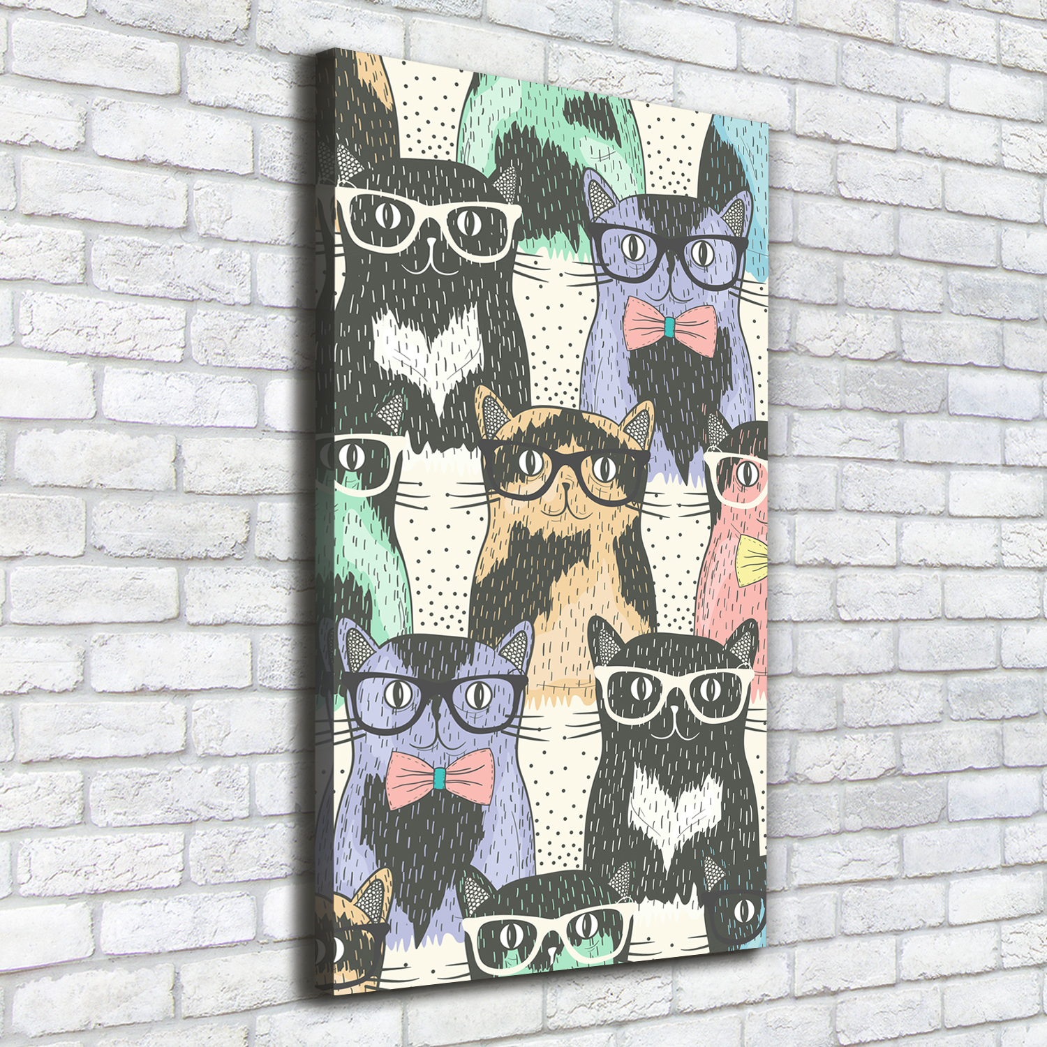 Arte de La Pared Pintura en Lienzo Decoración de Salón 50x100 Gatos con gafas