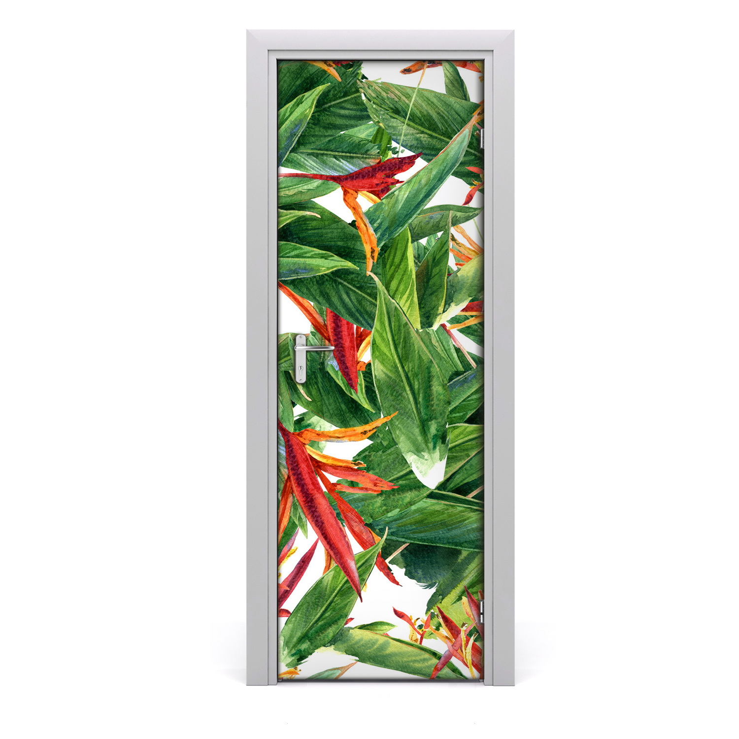 Autocollant De Porte Tulup – Strelitzia (Oiseau De Paradis) – 95x205 Cm – Bleu