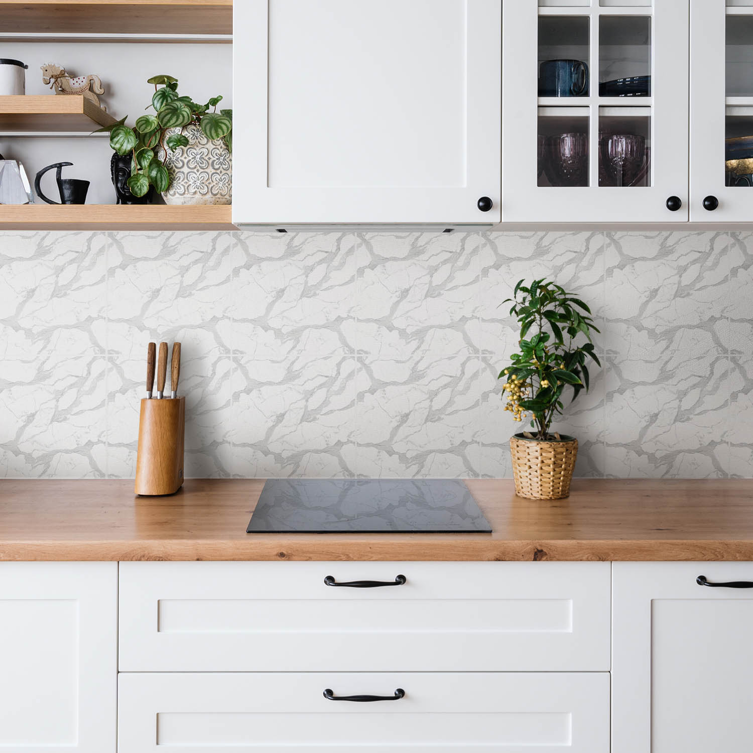 Revêtement Mural PVC Tulup Weisser Marmor - Crédence Cuisine 50x100 Cm