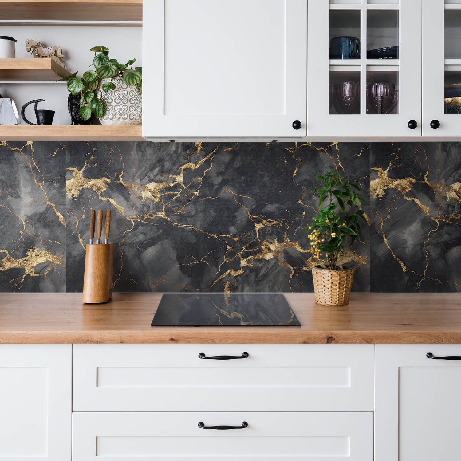 Crédence Cuisine PVC Vinyle - Effet Marbre Et Or - Tulup - 50x100 Cm - Moderne
