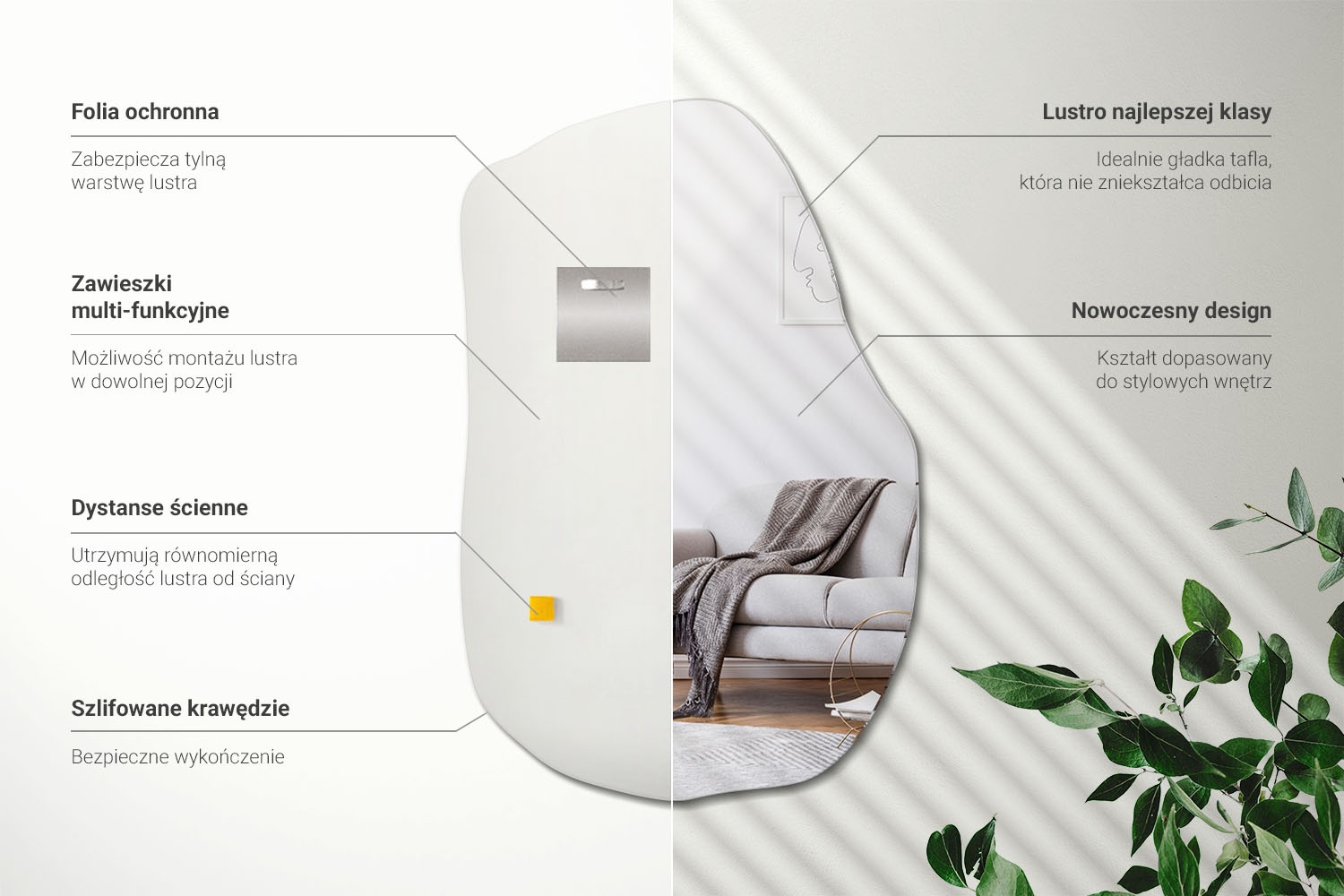 Montaż lustra Wallfluent