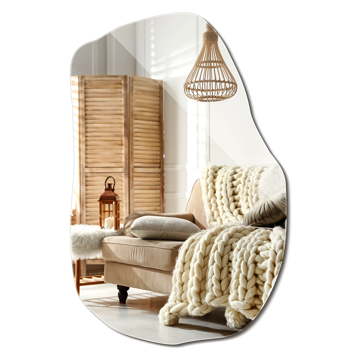 Asymetryczne lustro dekoracyjne Wallfluent