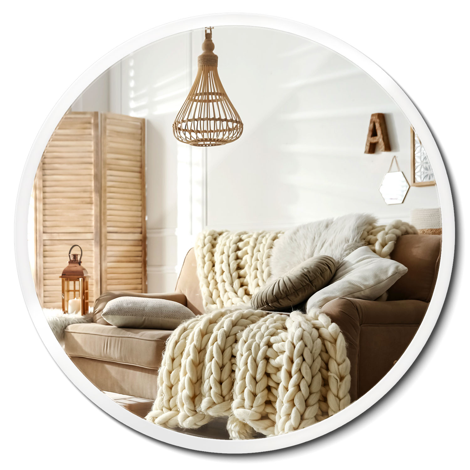 Lustro okrągłe - biała rama