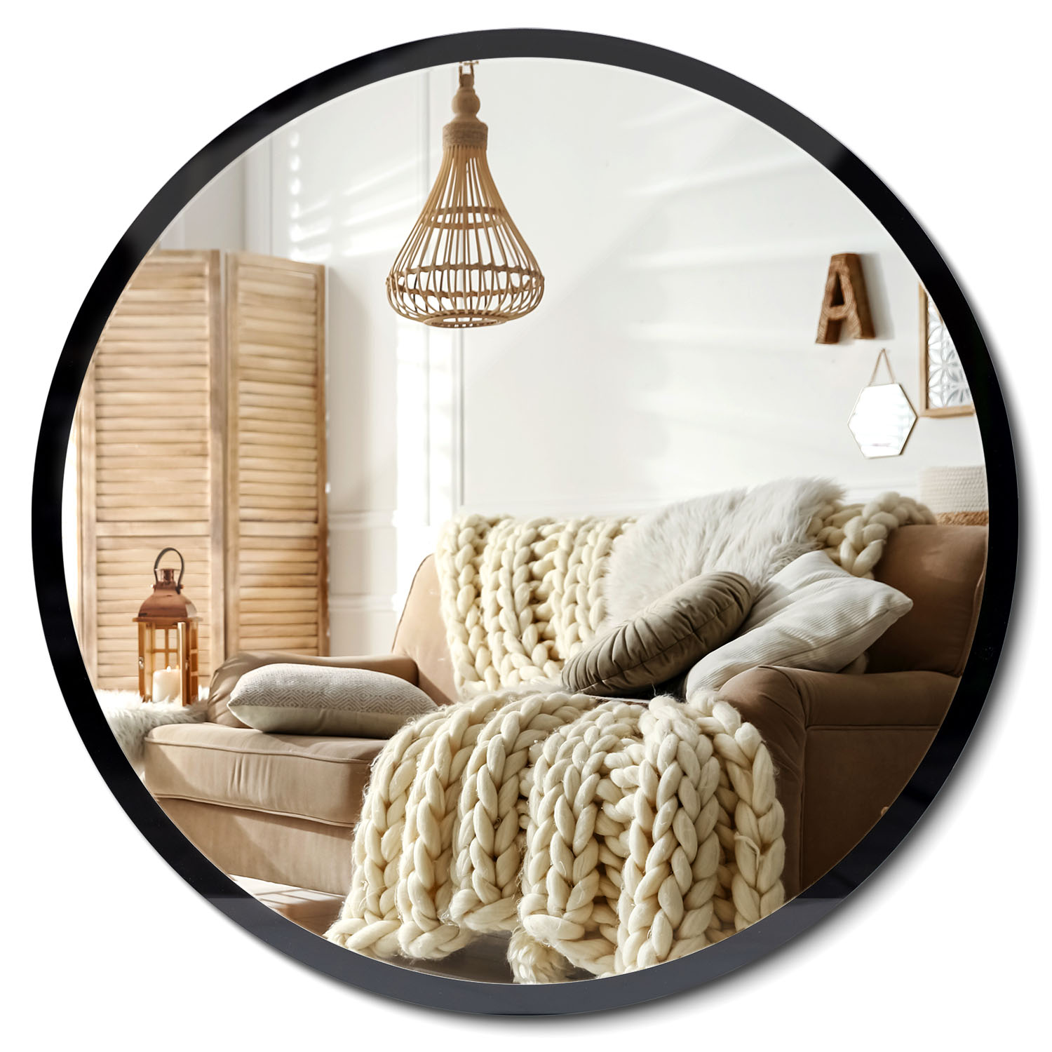 Lustro okrągłe - czarna rama