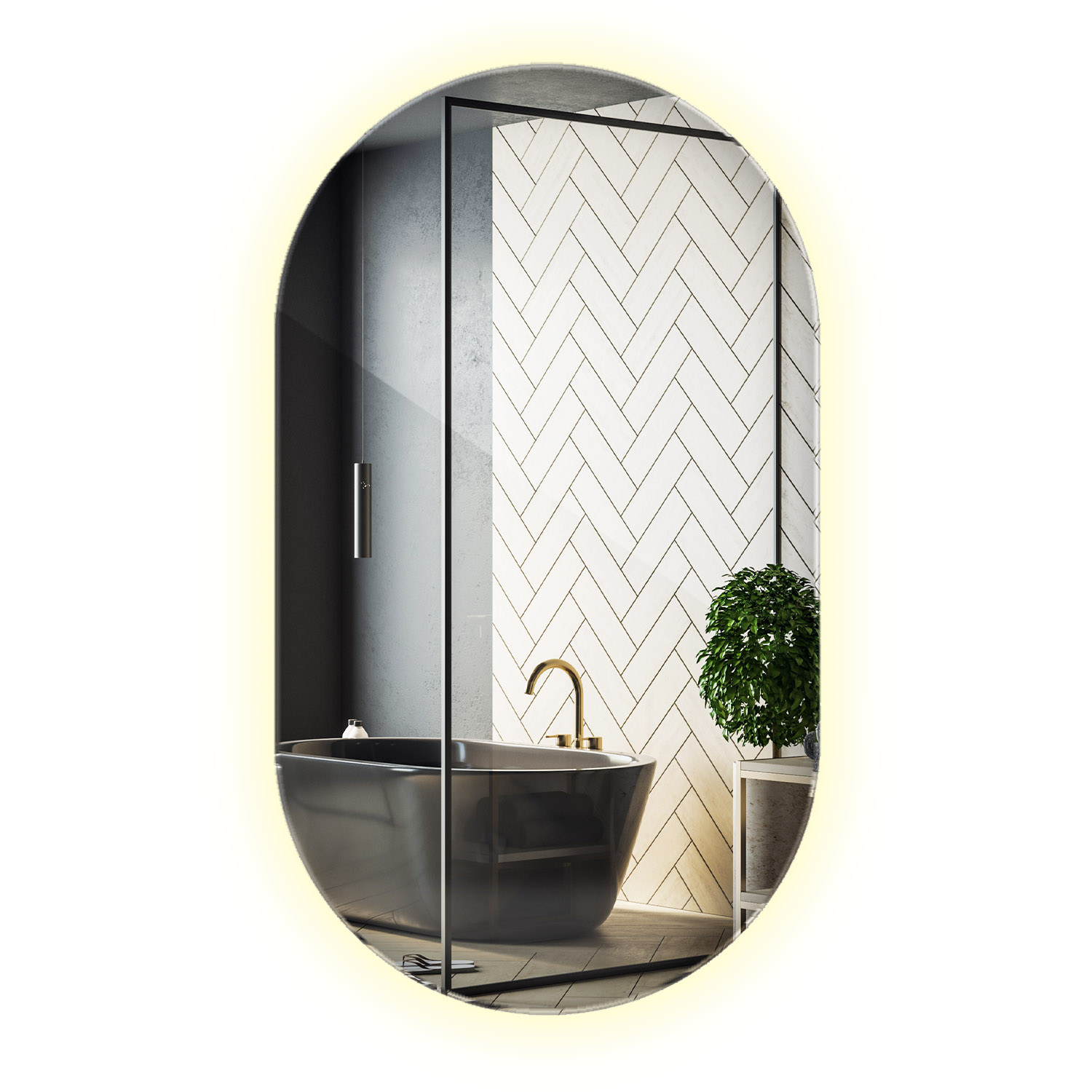 Owalne lustro LED Wallfluent