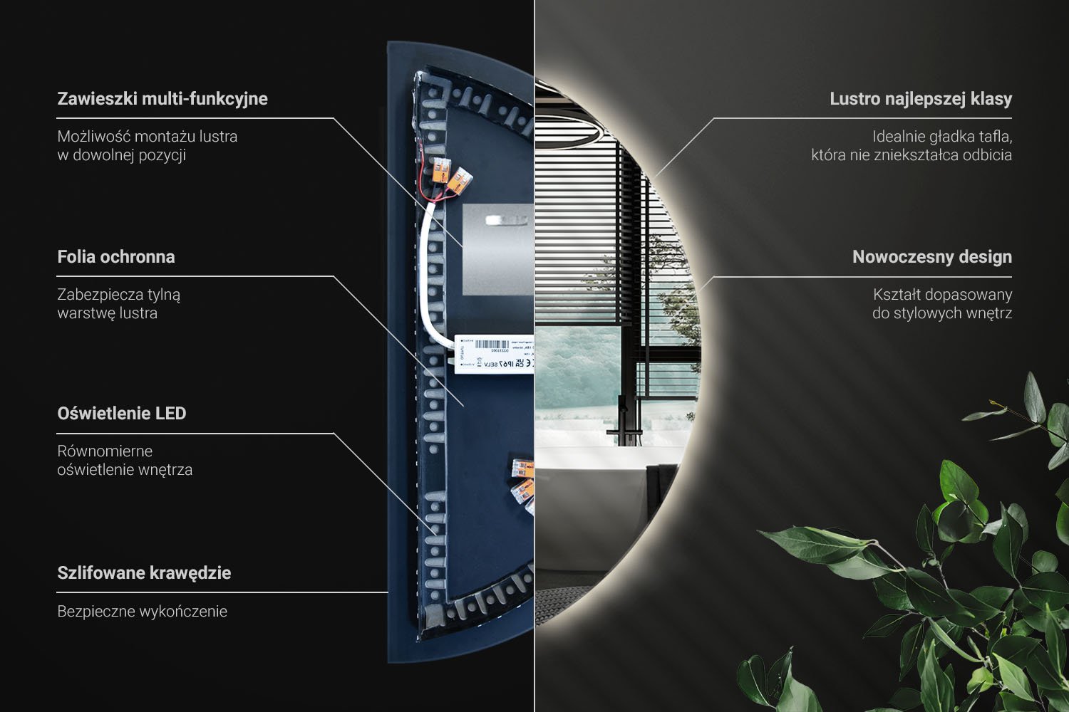 Instrukcja montażu lustra półokrągłego LED Wallfluent