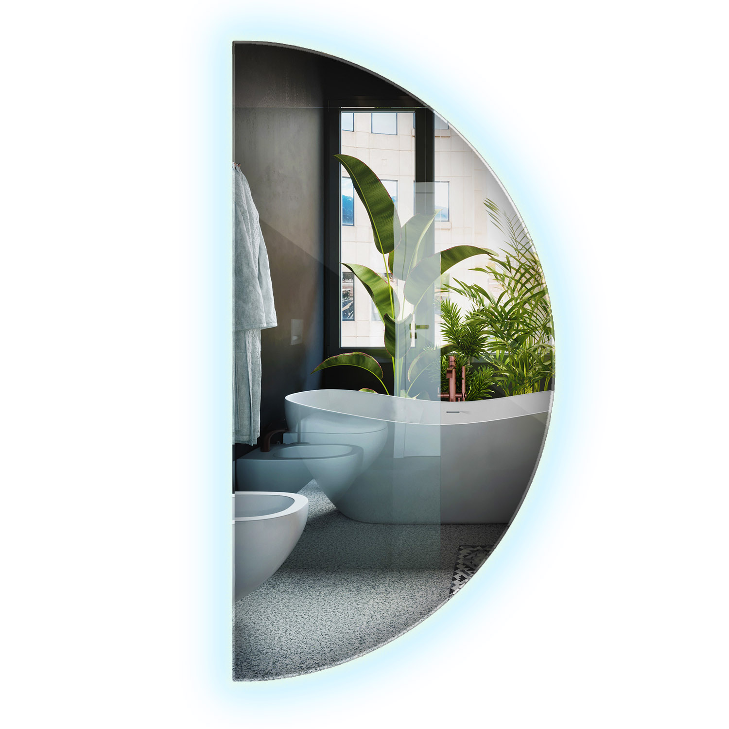 Miniatura – lustro półokrągłe LED Wallfluent zimne 6500K