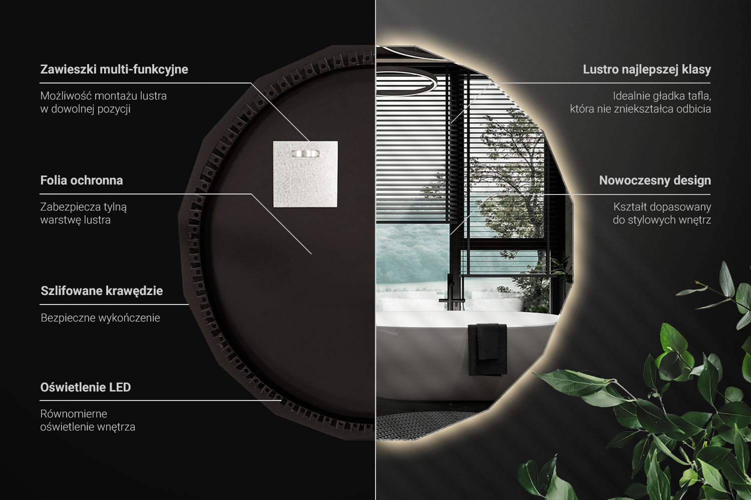 Infografika Lustro LED Tulup