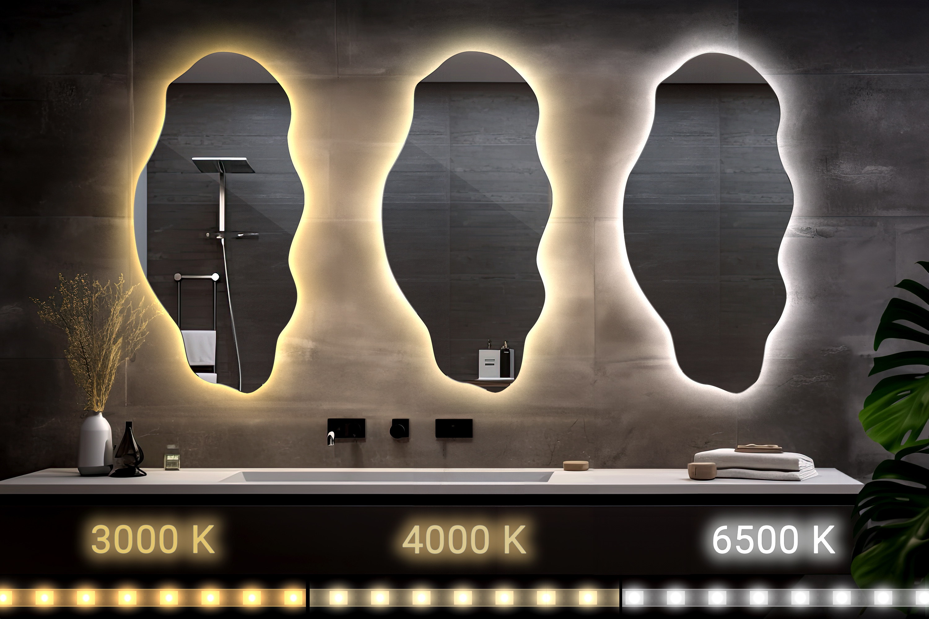 Infografika - lustro LED Wallfluent