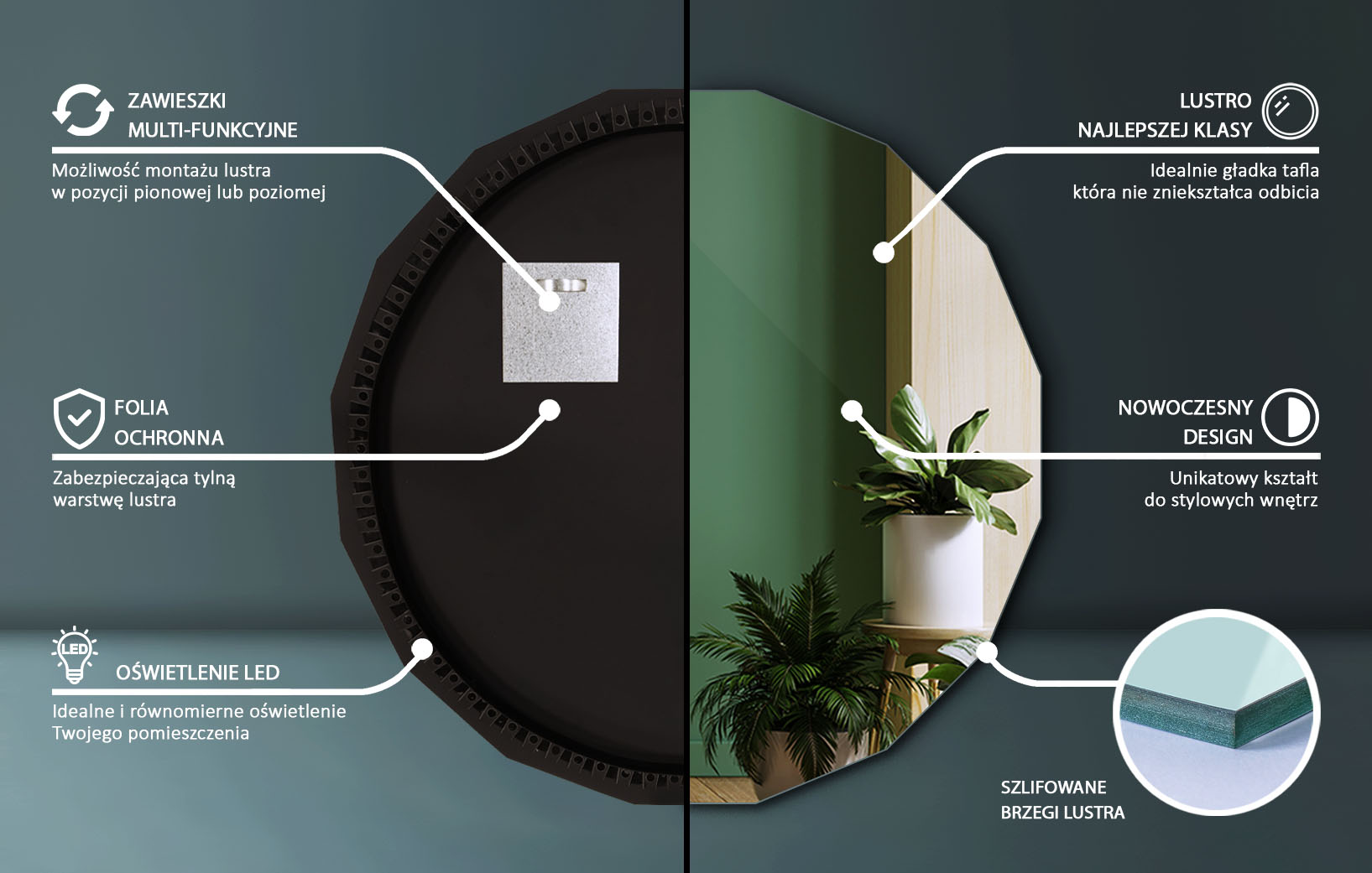 Infografika Lustro LED Tulup